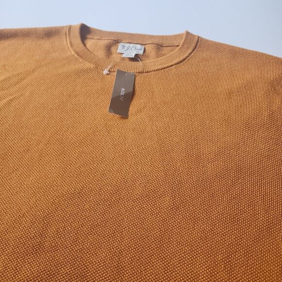 J. Crew Sweater Mens XL Orange Cotton Piqué-Stitch Crewneck Pullover Preppy NWT - Picture 3 of 10